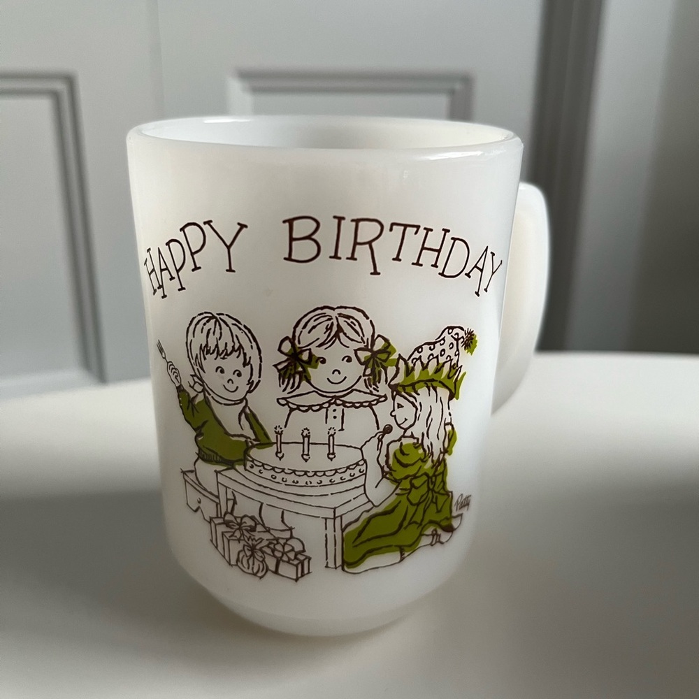 Vintage Fire King Happy Birthday Mug